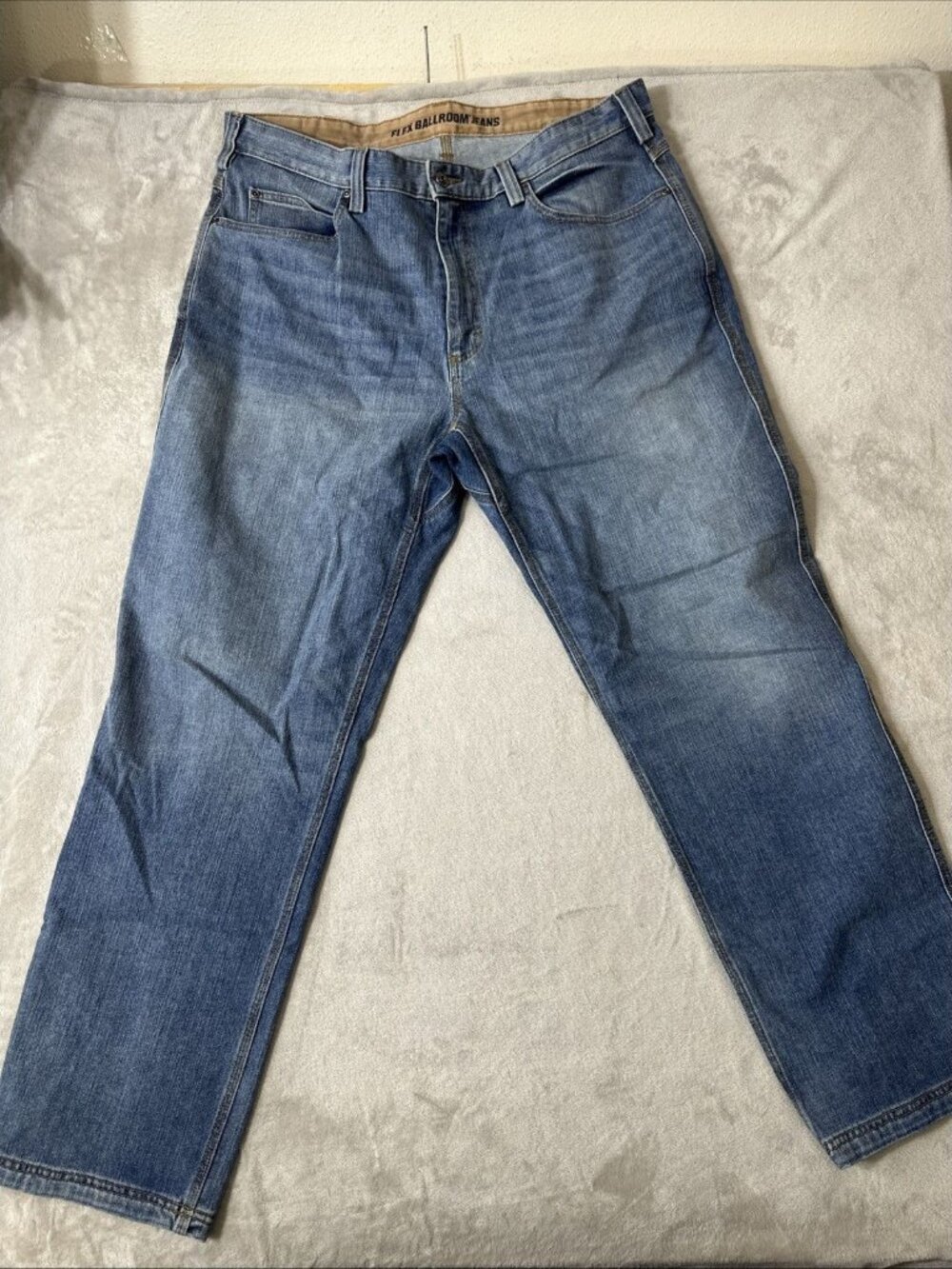Duluth Trading Flex Ballroom Jeans 38x32 Straight Leg Blue Mens